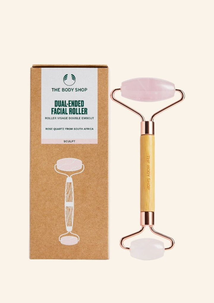 Rosenquarz Gesichtsmassage Dual Roller